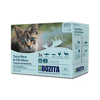 BOZITA Multibox Kúsky mäsa a rýb v omáčke (mix 12 vreciek 85 g)