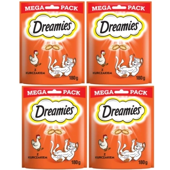 DREAMIES Mega Pack 4x180g - pochúťky pre mačky s lahodným kuracím mäsom