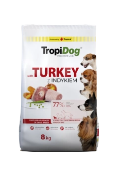 TROPIDOG Premium Adult Small Breeds s morčacím mäsom a ryžou 8kg