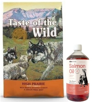 TASTE OF THE WILD High Prairie Puppy 12,2kg  & LAB V Lososový olej pre psov a mačky 1000ml