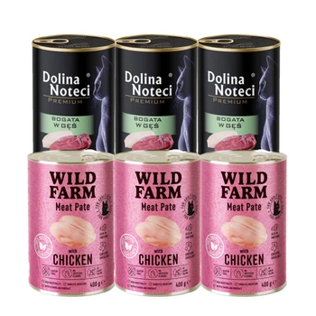 Dolina Noteci Premium pre mačky bohaté na hus 3x400g + WILD FARM Pate Chicken 3x400g