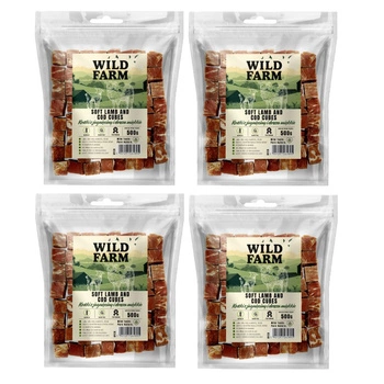 WILD FARM jahňacie a treska kocky mäkké 4x500g psie maškrty