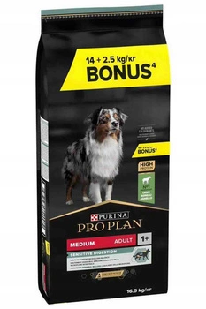 PRO PLAN Sensitive Digestion Medium krmivo pre dospelých psov bohaté na jahňacie mäso 14kg + 2,5kg