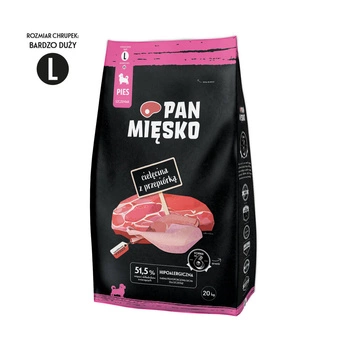 PAN MIĘSKO Teľacie mäso s prepelicou L 20kg pre šteňatá