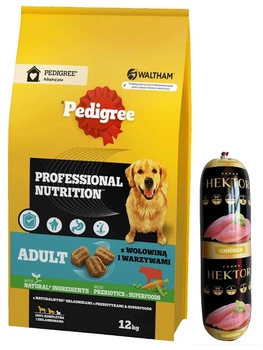 PEDIGREE® Adult Professional Nutrition 12 kg s hovädzím mäsom a zeleninou - suché kompletné krmivo pre dospelé psy veľkých a stredných plemien + Prémiová tyčinka na krmivo pre psov Hektor 900g ZDARMA