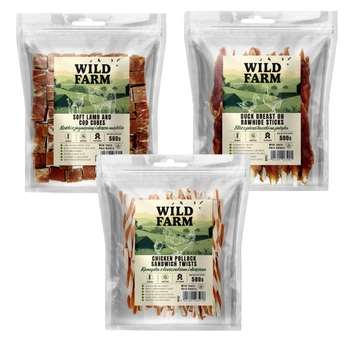 WILD FARM 3x500g Psie maškrty Mix príchutí