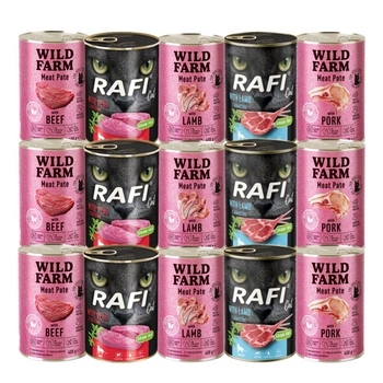 RAFI Cat Adult + WILD FARM Pate Mix 15x400g