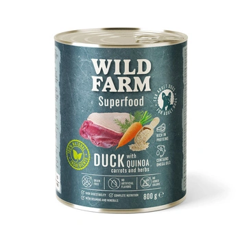 WILD FARM Superfood Duck (kačica s quinoou, mrkvou a bylinkami) 800g krmivo pre psov bez obilnín