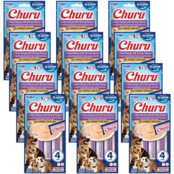 INABA Dog Churu (na rybej báze) losos, krevety 12x(4x14g)