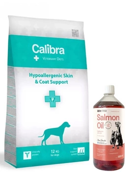 Calibra Veterinary Diets Dog Hypoallergenic 12kg + LAB V Lososový olej pre psov a mačky 1000ml