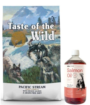 TASTE OF THE WILD Pacific Stream Puppy 12,2kg  & LAB V Lososový olej pre psov a mačky 1000ml