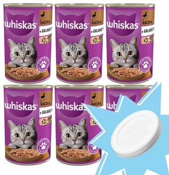 WHISKAS kačica pre dospelých 6x400g + Veko na 400g plechovku ZADARMO!