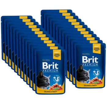 BRIT Cat Premium s lososom a pstruhom v omáčke 24x100 g