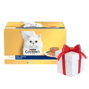 Purina Gourmet Gold krmivo pre mačky Mousse 48 x 85 g + Prekvapenie pre mačku ZADARMO