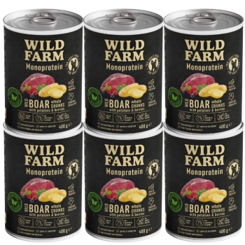 Wild Farm Monoprotein Wild Boar 6x400g hypoalergénne krmivo pre psov