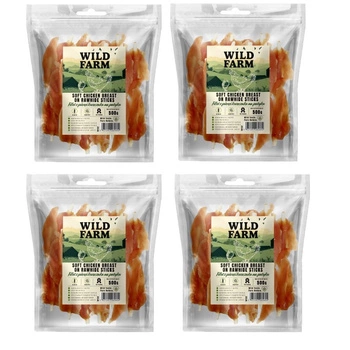 WILD FARM Kuracie prsia na paličke 4x500g psia maškrta