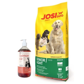 JOSERA JosiDog Senior/Light 15 kg & LAB V Lososový olej 1000 ml