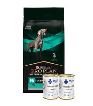 PRO PLAN Veterinary Diets EN Gastrointestinal Suché krmivo pre psov 12kg + ENZO VET Gastrointestinálna diéta s jahňacím mäsom pre psov 2x400g