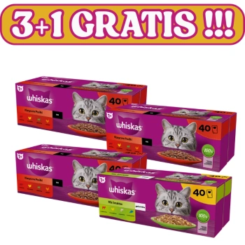 WHISKAS Sáčky pre dospelých 120x85g Klasické jedlá + 40x85g ZADARMO