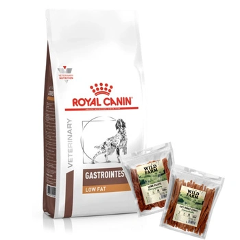 Royal Canin VD Canine Gastro Intestinal Low Fat 12 kg & WILD FARM 2x500g maškrty pre psov