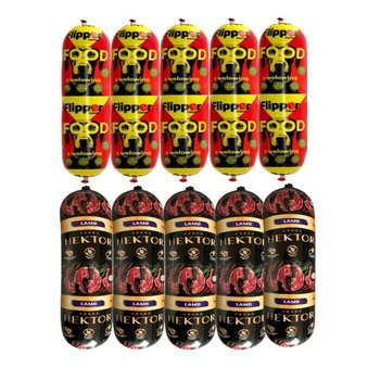 DOLINA NOTECI FLIPPER Klasické s hovädzím mäsom pre psov 5x900g & Karma Premium Hektor tyčinka pre psov s jahňacím mäsom 5x1kg