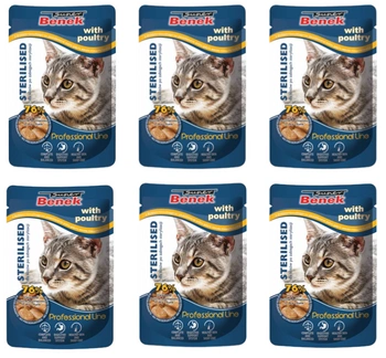 Super Benek Sterilizované vrecúško pre mačky s hydinou 24x100g