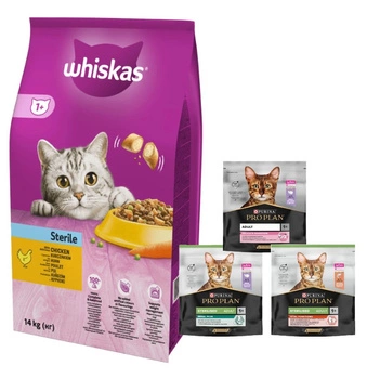 Whiskas Adult Sterile Chicken 14 kg + krmivo pre mačky 400g ZDARMA! (náhodná príchuť)