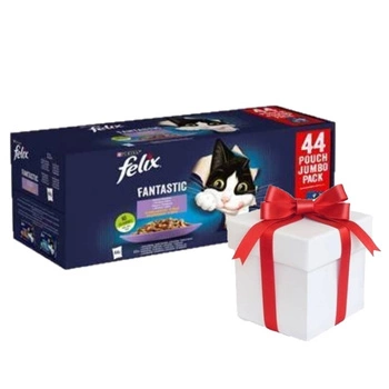 Felix v želé MEAT MIX 44x85g vrecúško + Prekvapenie pre mačku ZADARMO!