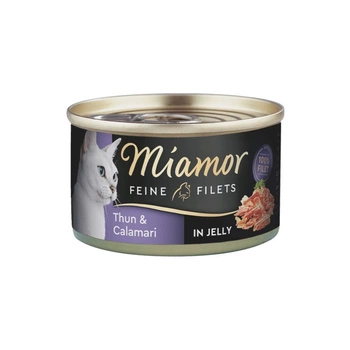 Miamor Feine Filets v želé - mokré krmivo pre mačky s tuniakom a kalamármi 100g konzerva