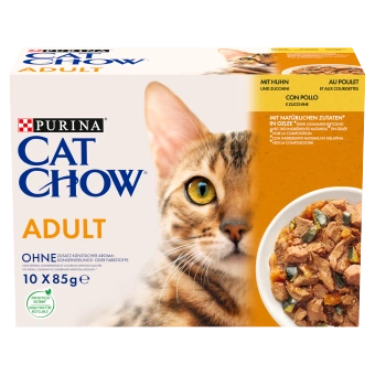 PURINA Cat Chow Adult Cat Food s kuracím mäsom a cuketou v želé 10x85 g
