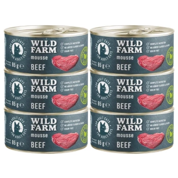 WILD FARM Mousse Beef 6x80g - pena pre mačky bez obilnín