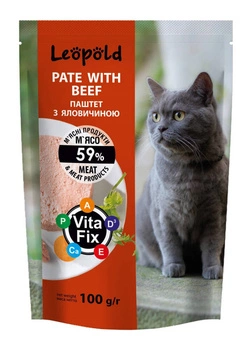 Leopold mäsová paštéta s hovädzím mäsom pre mačky 100g