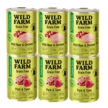 WILD FARM Premium Grain Mix Flavors 6x400g - krmivo pre mačky bez obilnín