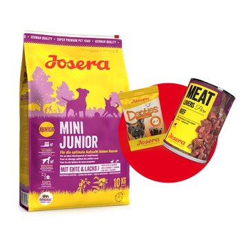 JOSERA Mini Junior 10kg + JOSERA Meatlovers Junior Pure Beef 400g & JOSERA Denties s kačicou a mrkvou 180g ZADARMO!