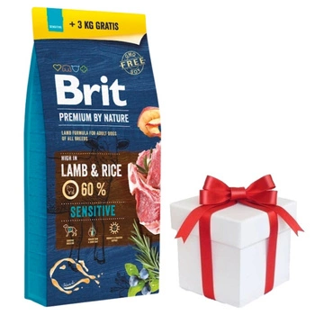 BRIT Premium By Nature Sensitive Lamb 15 kg + 3 kg + Prekvapenie pre vášho PSA ZADARMO!