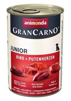 Animonda GranCarno Junior príchuť: hovädzie + morčacie srdce 400g