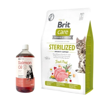 BRIT Care Cat Grain-Free Sterilized Immunity Support 7kg & LAB V Lososový olej pre psov a mačky 1000ml