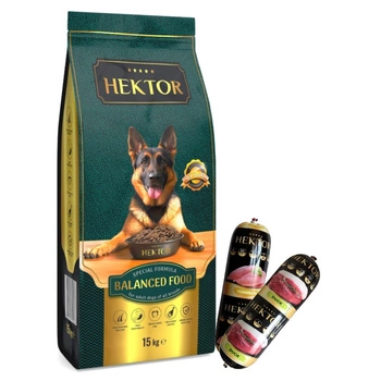 HEKTOR BALANCED Dospelý 15kg + Prémiové krmivo Hektor 2x900g ZDARMA