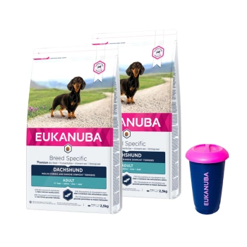 Eukanuba Breed Specific Adult Dachshund 2x2,5kg + 4,5 kg nádoba na potraviny ZADARMO