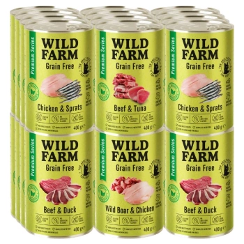 WILD FARM Prémiové krmivo pre mačky bez obilnín 24x400g