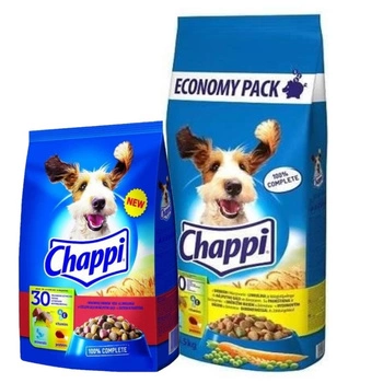 CHAPPI 13,5 kg - suché krmivo pre psov s hydinou a zeleninou & CHAPPI 9 kg - suché krmivo pre psov s hovädzím mäsom, hydinou a zeleninou