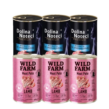 Dolina Noteci Premium pre mačky s vysokým obsahom kačacieho mäsa 3x400g + WILD FARM Pate Lamb 3x400g