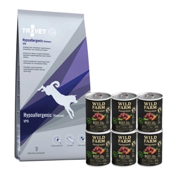 TROVET VPD Hypoallergenic - Venison 10kg & Hypoalergénne krmivo pre psov Wild Farm Monoprotein Beef 6x400g