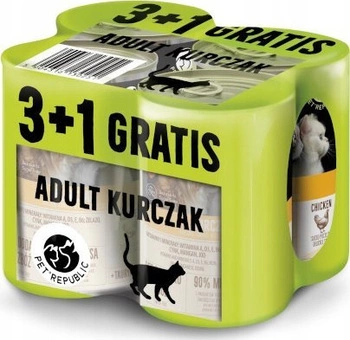 Pet Republic Sada Chicken 3+1 ZDARMA - Mokré krmivo pre mačky - 400 g