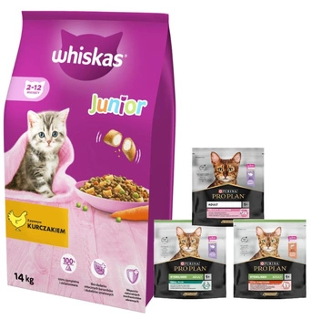WHISKAS Junior chicken 14kg + krmivo pre mačky 400g ZDARMA! (náhodná príchuť)