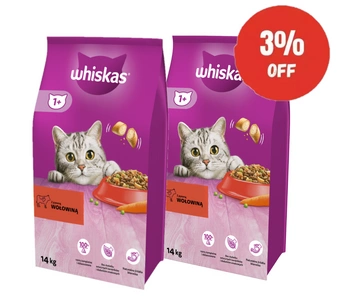 WHISKAS Hovädzie mäso pre dospelých 2x14 kg