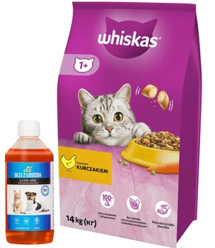 Whiskas s kuracím mäsom 14 kg + LAB V Lososový olej pre psy a mačky 500ml + LAB V Lososový olej pre psy a mačky 500ml