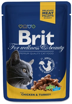 Brit cat Premium s kuracím a morčacím mäsom 100g