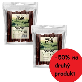 WILD FARM Zubné tuby s králikom 2x500g Psí maškrta