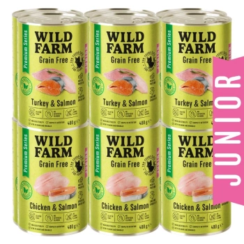 WILD FARM Premium Grain Free MIX OF FLAVORS 12x400g - krmivo bez obilnín pre mačiatka